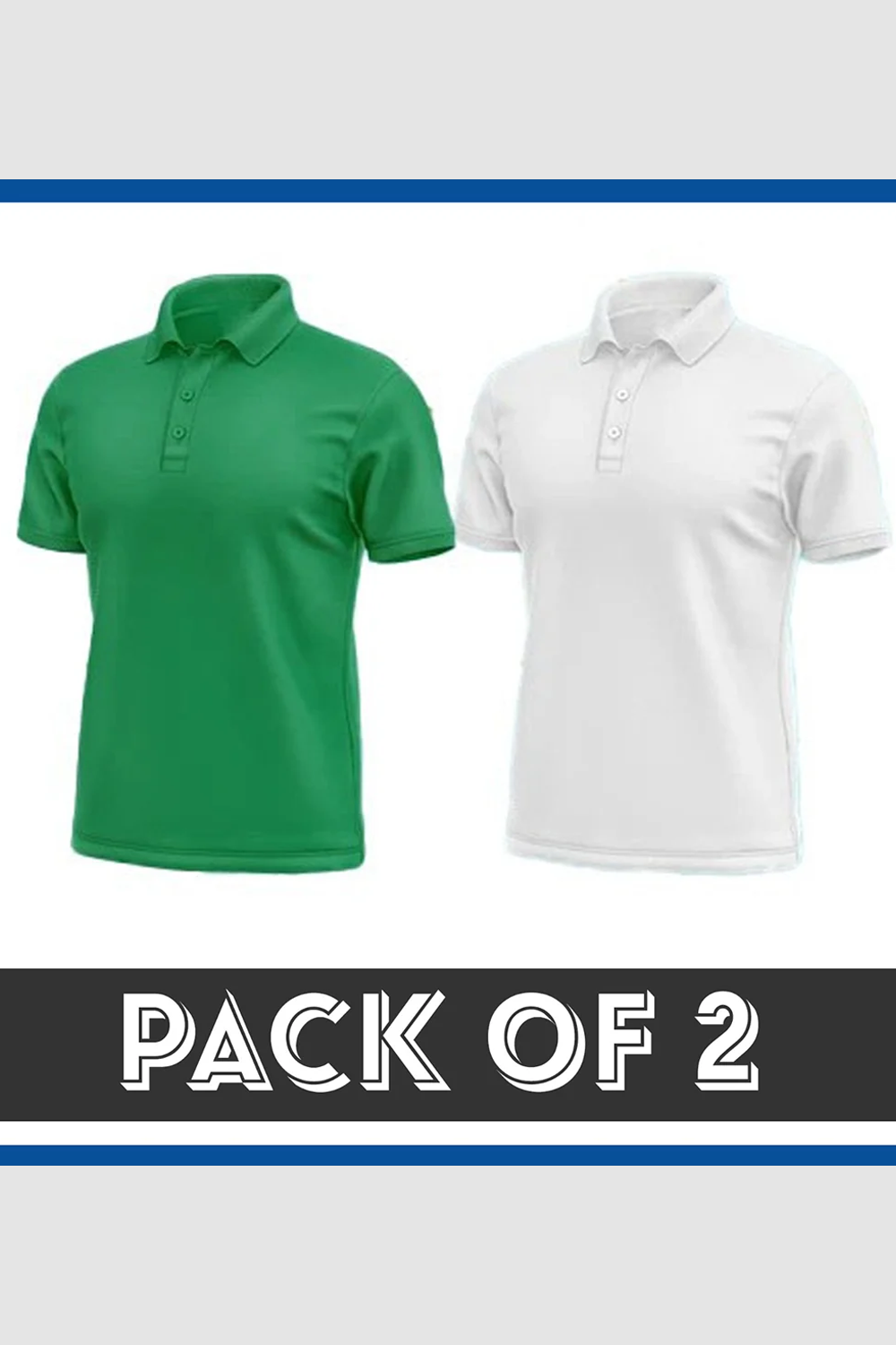 Pack Of 2 Polo T-Shirt - Green & White