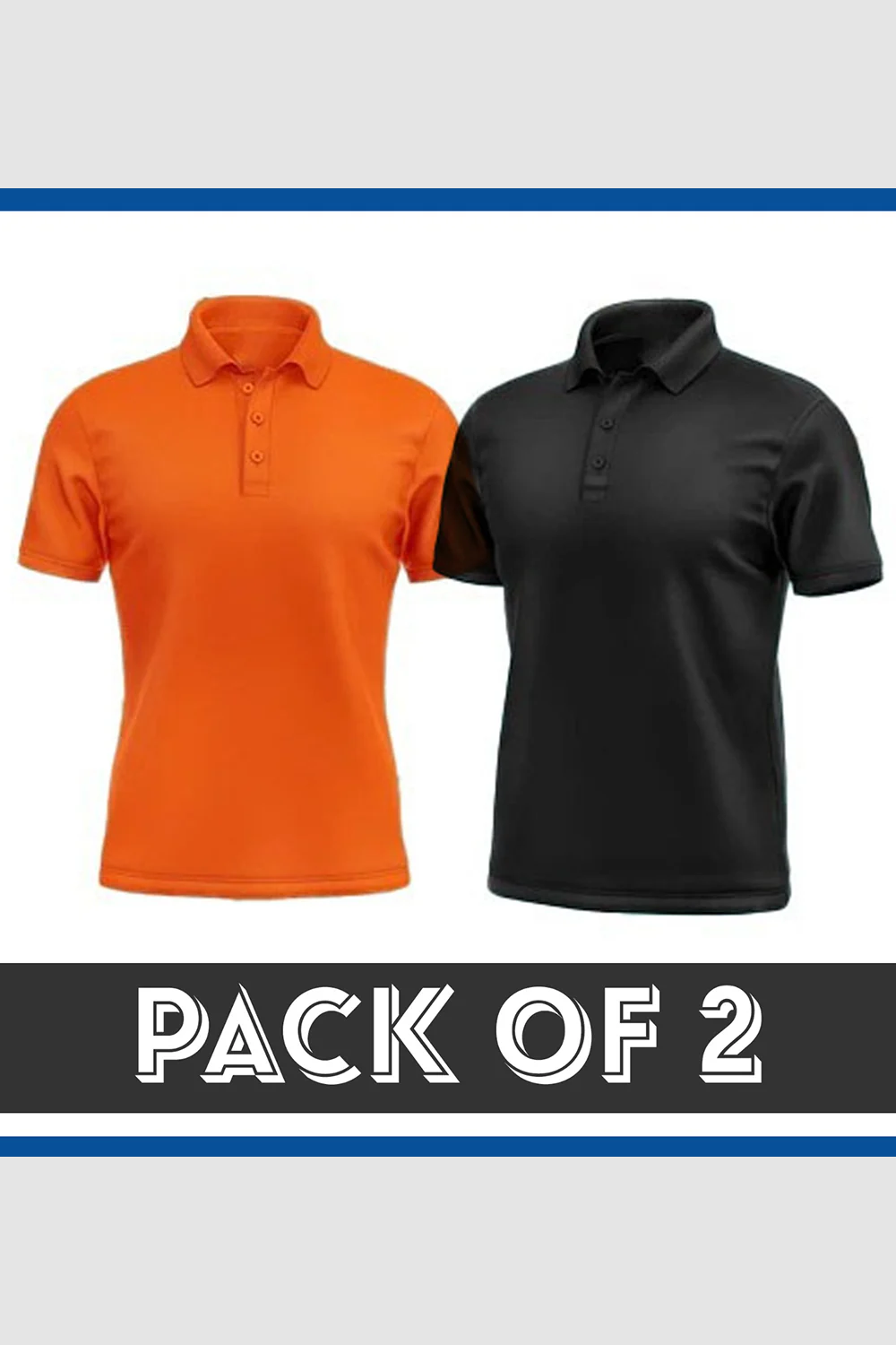 Pack Of 2 Polo T-Shirt - Orange & Black