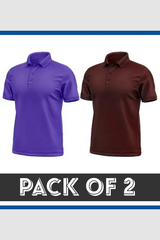 Pack Of 2 Polo T-Shirt - Purple & Brown