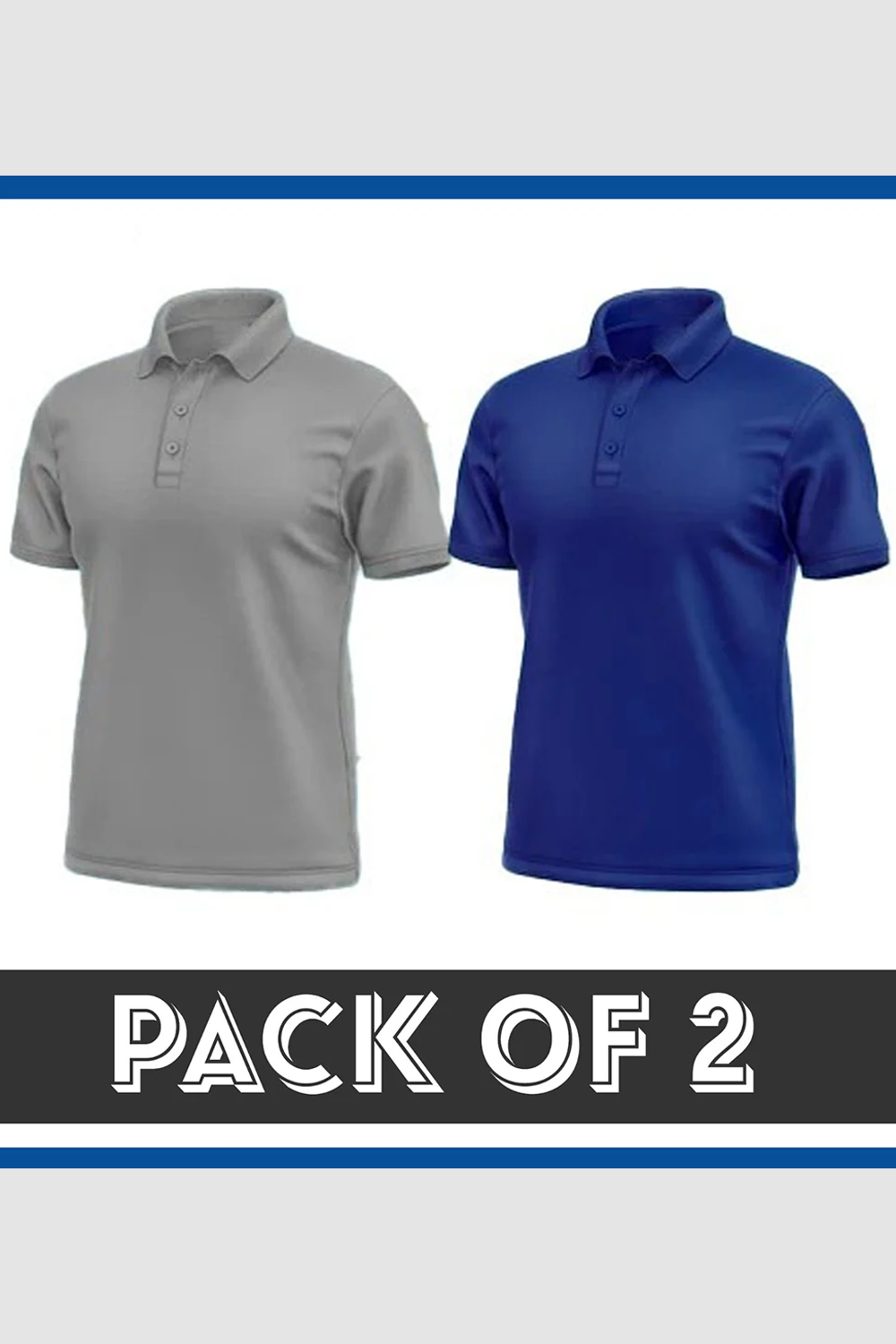 Pack Of 2 Polo T-Shirt - Grey & Blue