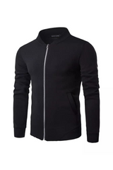 Biker Style Winter Zipper Jacket - Black