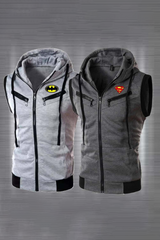 Bundle Of 2 Branded Double Zip Sleeveless Hoodies - 2