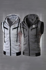 Bundle Of 2 Branded Double Zip Sleeveless Hoodies - 3