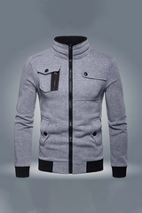 Ripped Style Bomber Winter Zipper Jacket - Grey