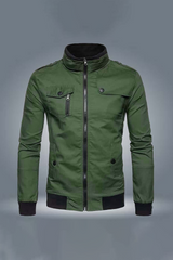 Ripped Style Bomber Winter Zipper Jacket - Green